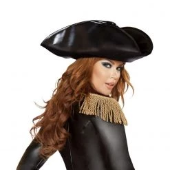 Roma Costume Black Metallic Pirate Hat
