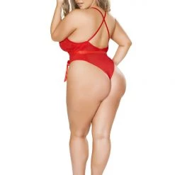 Roma Costume Feminine Teddy With Bow & Cross Strap Detail - Red Lingerie 11 Roma Costume Feminine Teddy With Bow & Cross Strap Detail - Red Lingerie