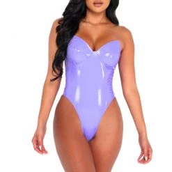 Roma Lingerie High-Cut Vinyl Bodysuit