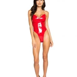Roma Lingerie High-Cut Vinyl Bodysuit