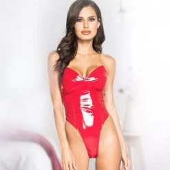 Roma Lingerie High-Cut Vinyl Bodysuit