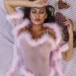 Roma Costume 1pc Sheer Marabou Robe