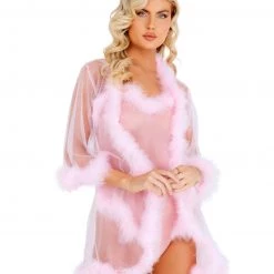 Roma Costume 1pc Sheer Marabou Robe 10 Roma Costume 1pc Sheer Marabou Robe