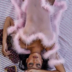 Roma Costume 1pc Sheer Marabou Teddy Lingerie