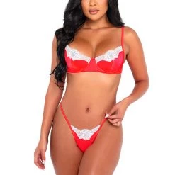 Roma Costume Lingerie 2pc Lace & Satin Underwire Bra Set