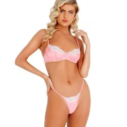 Roma Costume Lingerie 2pc Lace & Satin Underwire Bra Set