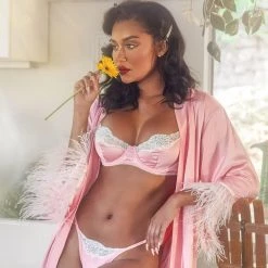 Roma Costume Lingerie 2pc Lace & Satin Underwire Bra Set