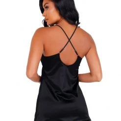 Roma Costume Soft Satin Chemise With Ostrich Feathered Trim Lingerie