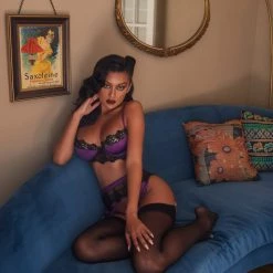 Roma Costume 3pc Embroidered Lace & Satin Bralette Garter Set