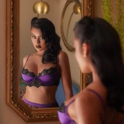 Roma Costume 3pc Embroidered Lace & Satin Bralette Garter Set