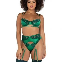Roma Costume 3pc Embroidery Lace & Satin Bra Set 33 Roma Costume 3pc Embroidery Lace & Satin Bra Set