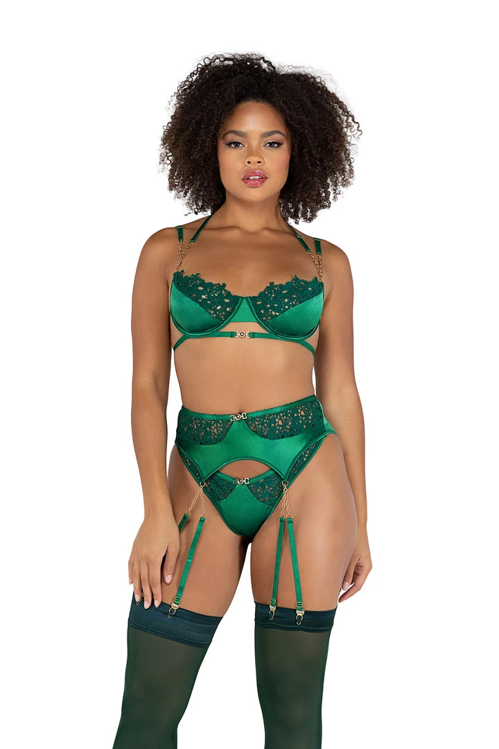 Roma Costume 3pc Embroidery Lace & Satin Bra Set 15 Roma Costume 3pc Embroidery Lace & Satin Bra Set