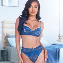 Roma Costume 2pc Satin & Lace Bralette Set Lingerie