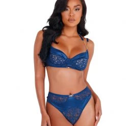 Roma Costume 2pc Satin & Lace Bralette Set Lingerie