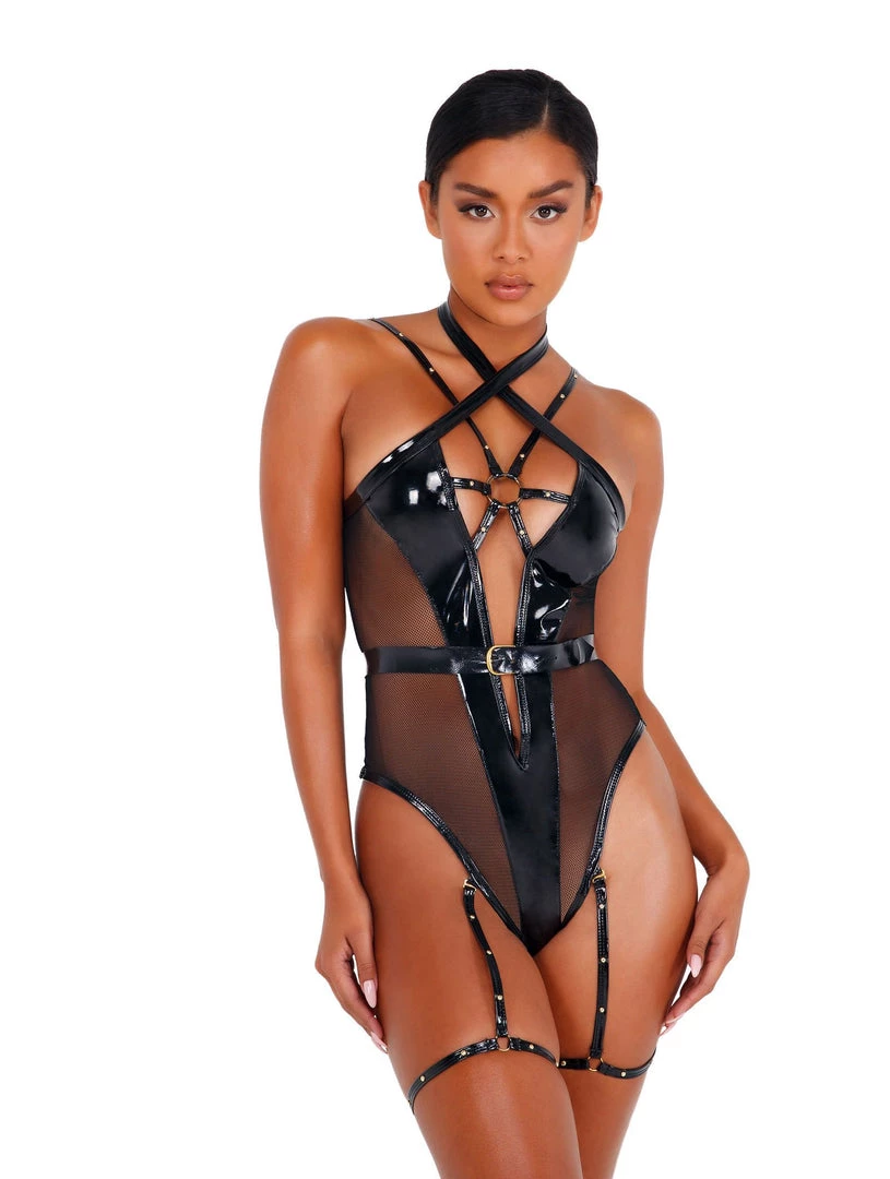 Roma Costume 2pc Vinyl Strappy Bodysuit Lingerie 4 Roma Costume 2pc Vinyl Strappy Bodysuit Lingerie