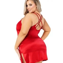 Roma Costume LI443 - New Satin Chemise With Chain & Applique Detail Lingerie