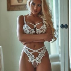 Roma Costume 2pc Bridal Criss-Cross Bra Set Lingerie