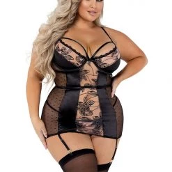 Roma Costume 2PC Embroidery & Satin Chemise Set