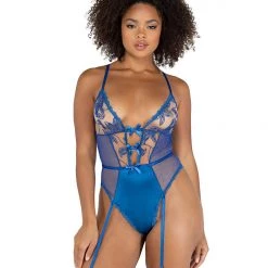 Roma Costume Embroidery & Satin Gartered Teddy Lingerie