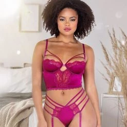 Roma Costume 2PC Satin Underwire Bralette Set Lingerie