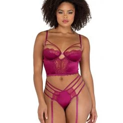 Roma Costume 2PC Satin Underwire Bralette Set Lingerie