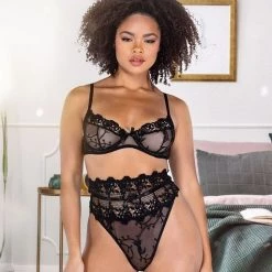 Roma Costume Lingerie 2PC Floral High-Waisted Bra Set