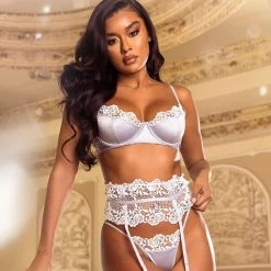 Roma Costume 3PC Embroidered Lace & Satin Bra Garter Set Lingerie 9 Roma Costume 3PC Embroidered Lace & Satin Bra Garter Set Lingerie