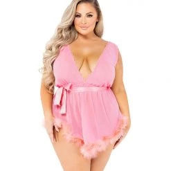 Roma Costume Low Cut Mesh Babydoll With Faux Fur Trim & Satin Tie Lingerie 21 Roma Costume Low Cut Mesh Babydoll With Faux Fur Trim & Satin Tie Lingerie