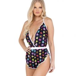 Roma Costume Lingerie Sweetheart Printed Lounge Romper