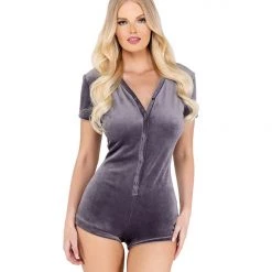 Roma Costume Super Soft & Cozy Velour Romper With Snap Buttons