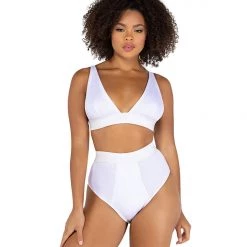 Roma Costume Lingerie 2PC Fitted Rib High-Waisted Bra Set