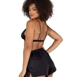 Roma Costume Lingerie 2PC Satin Lounge Set With Triangle Top & Boxing Shorts