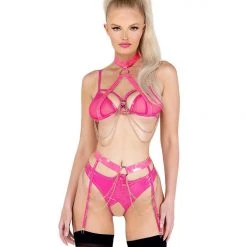Roma Costume 2PC Vinyl & Chain Crotchless Bra Set