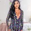 Roma Costume Sweetheart Printed Long Sleeved Romper Lingerie