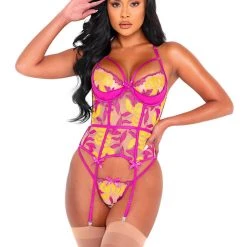 Roma Confidential 2pc Orchid & Mango Embroidered Bustier Set