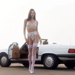 Roma Confidential 3pc Wedding Rosette Lace & Satin Set Lingerie