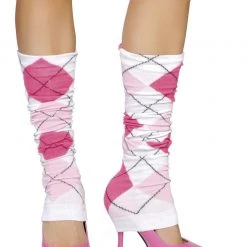Roma Costume Pair Of Pink Argyle Leg Warmers