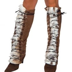Roma Costume Pair Of Suede And Fur Leg Warmers