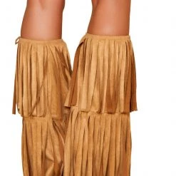 Roma Costume Pair Of Suede Fringed Leg Warmers