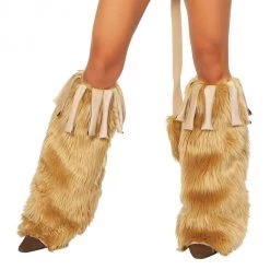 Roma Costume Pair Of Fur Leg Warmers With Suede Fringe Costumes