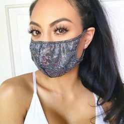 Roma Costume Multi-Layered Face Mask - Silver