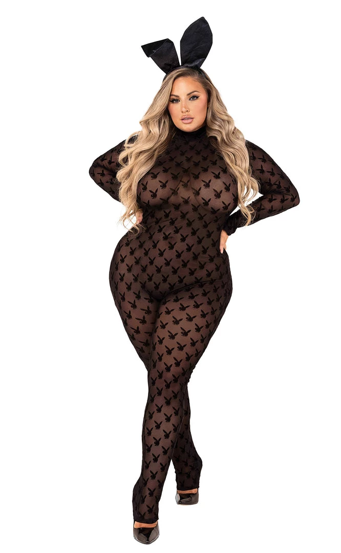 Roma Costume 2pc Sheer Playboy Bunny Bodysuit Costumes 4 Roma Costume 2pc Sheer Playboy Bunny Bodysuit Costumes