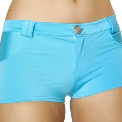 Roma Costume Separates Button Front Shorts With Pockets - Turquoise