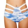 Roma Costume High Waisted Strapped Printed Shorts - Clouds