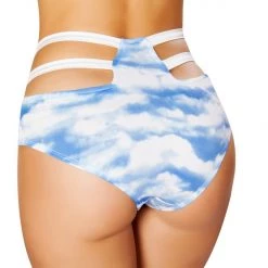 Roma Costume High Waisted Strapped Printed Shorts - Clouds