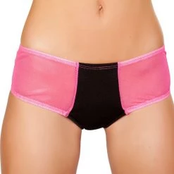Roma Costume Separates Two Tone Shorts With Sheer Sides - Black/Pink