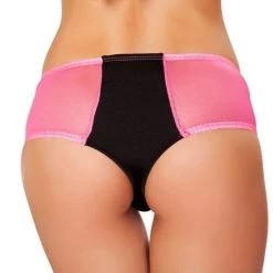 Roma Costume Separates Two Tone Shorts With Sheer Sides - Black/Pink