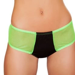 Roma Costume Two Tone Shorts With Sheer Sides - Black/Lime Separates