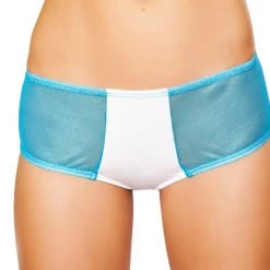 Roma Costume Two Tone Shorts With Sheer Sides - White/Turquoise