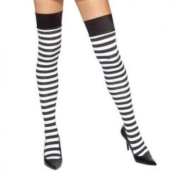 Roma Costume Pair Of Black And White Striped Leggings